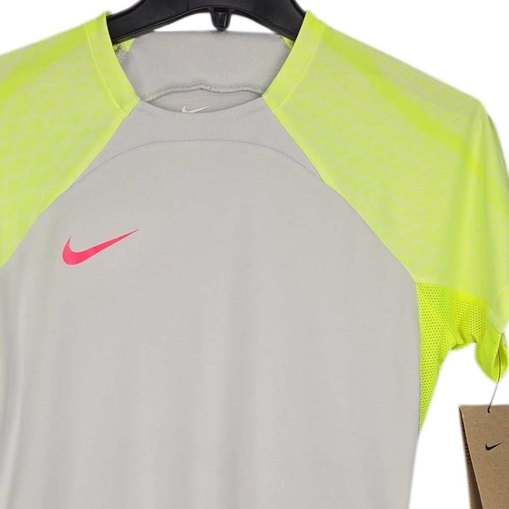 Nike Womens Soccer Training Shirt Small Gray Neon Yellow Dri Fit Athletic New